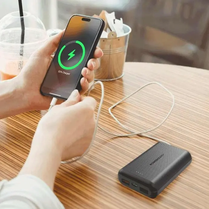 پاوربانک پاورولوژی مدل Powerology 10000mAh Power Bank with USB-C PD20w and 2xUSB-A QC 18W Port PPBCHA27