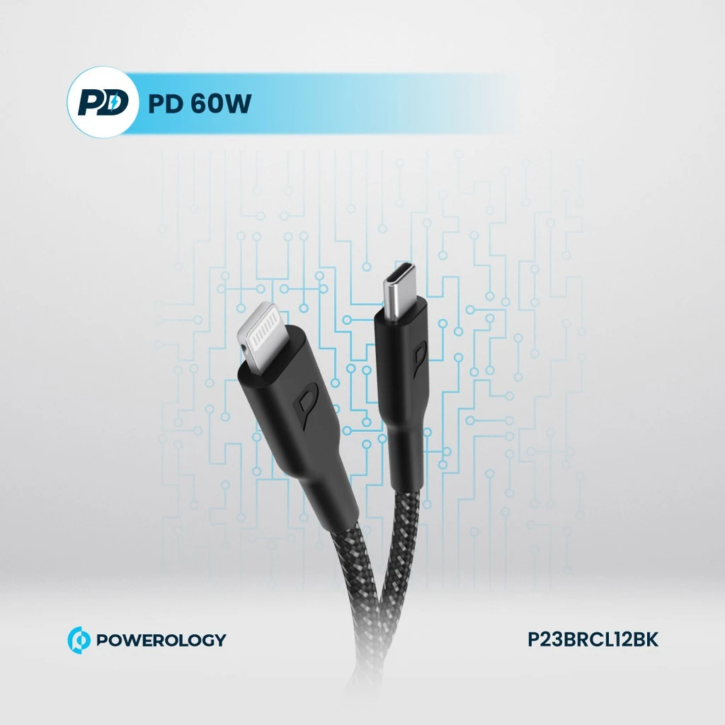 کابل شارژ 1.2 متری پاورولوژی مدل USB-C to Lightning