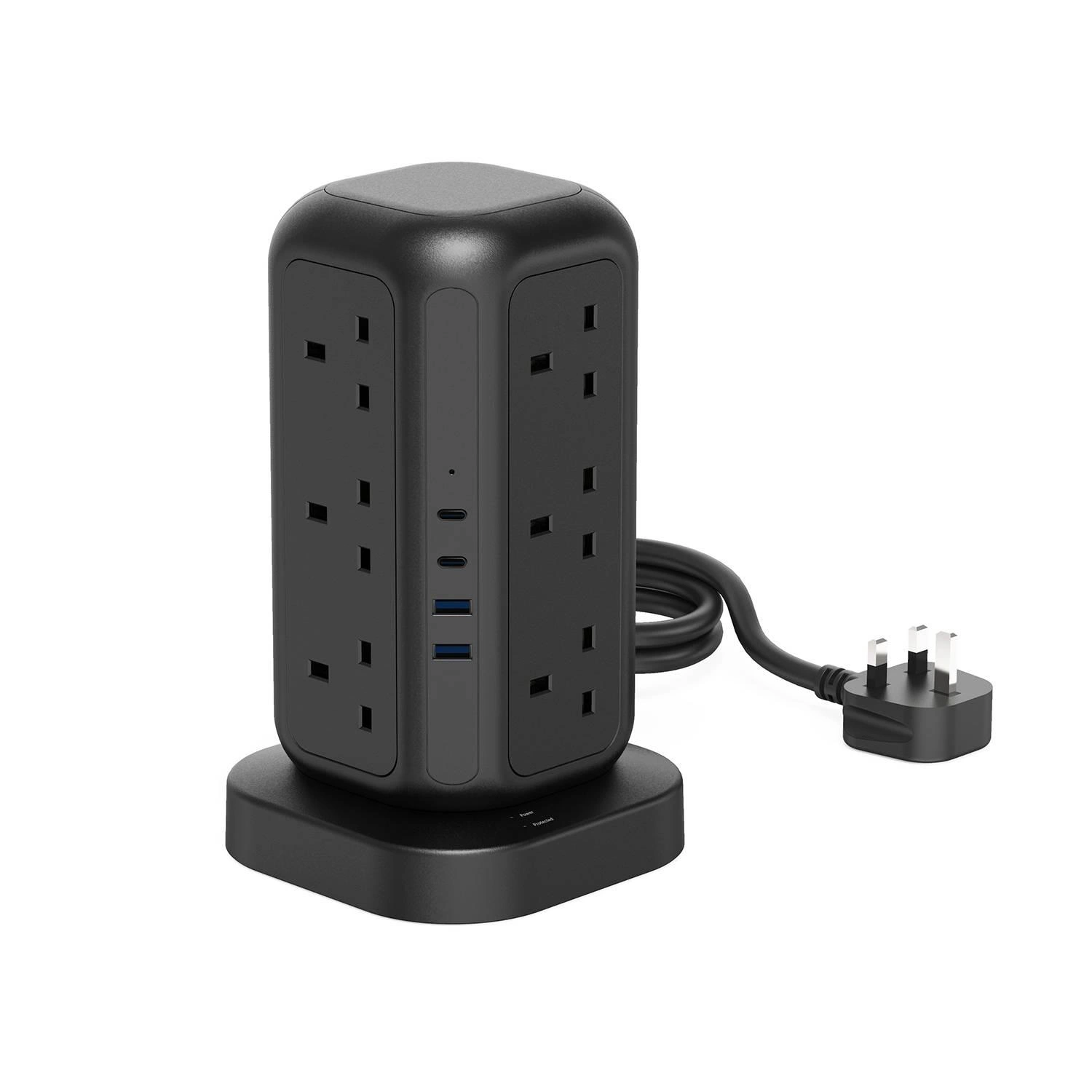 چند راهی برق پاورولوژی مدل Powerology 12 AC Sockets GaN Tower Hub PWCUQC025BK