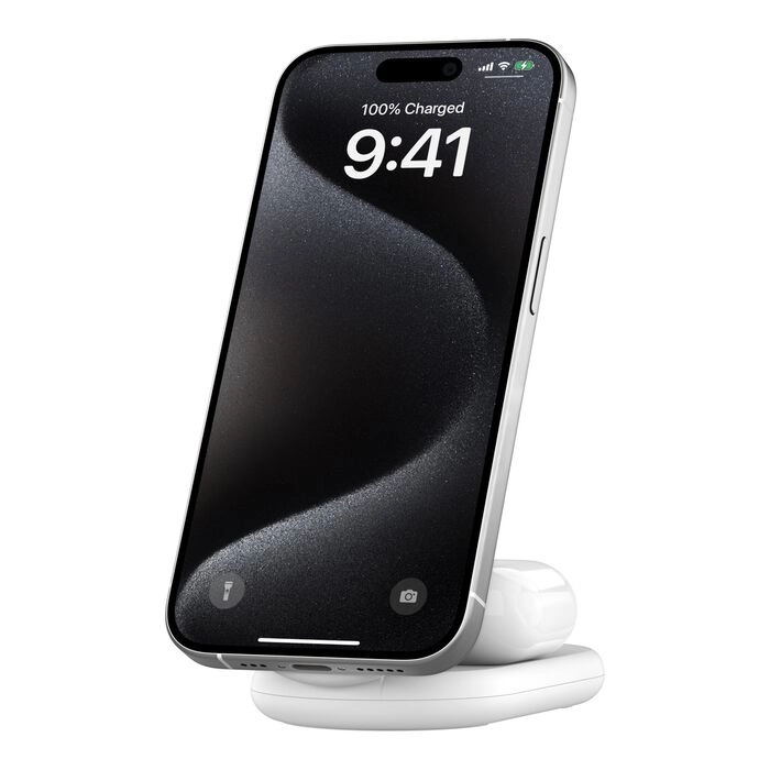 پایه شارژ بی سیم بلکین مدل Belkin BoostCharge 2-in-1 Magnetic Foldable 15W WIZ028