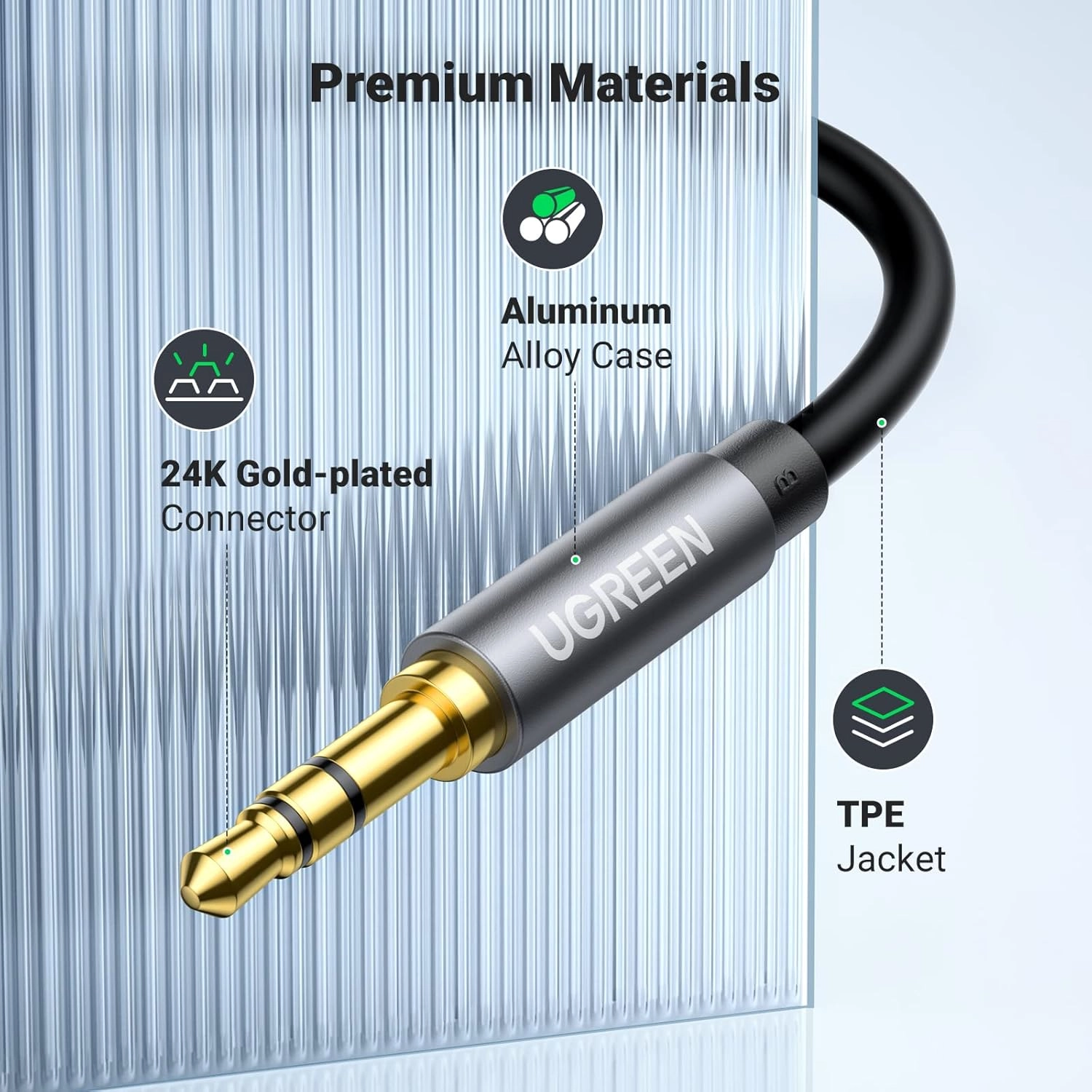 کابل صدا یوگرین مدل UGREEN AUX 3.5mm Male to AUX 3.5mm Female AV118