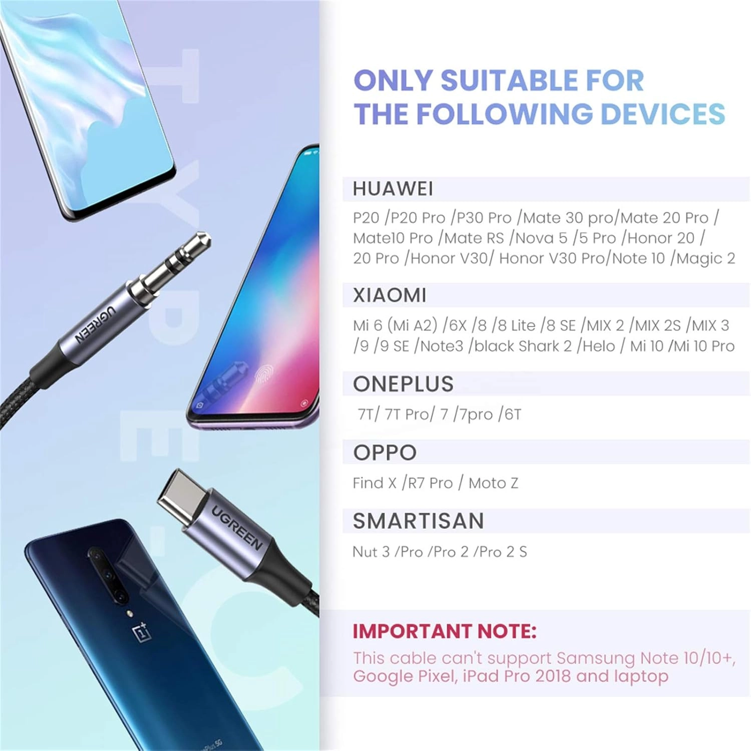 کابل صدا یوگرین مدل UGREEN USB-C to AUX 3.5mm AV143