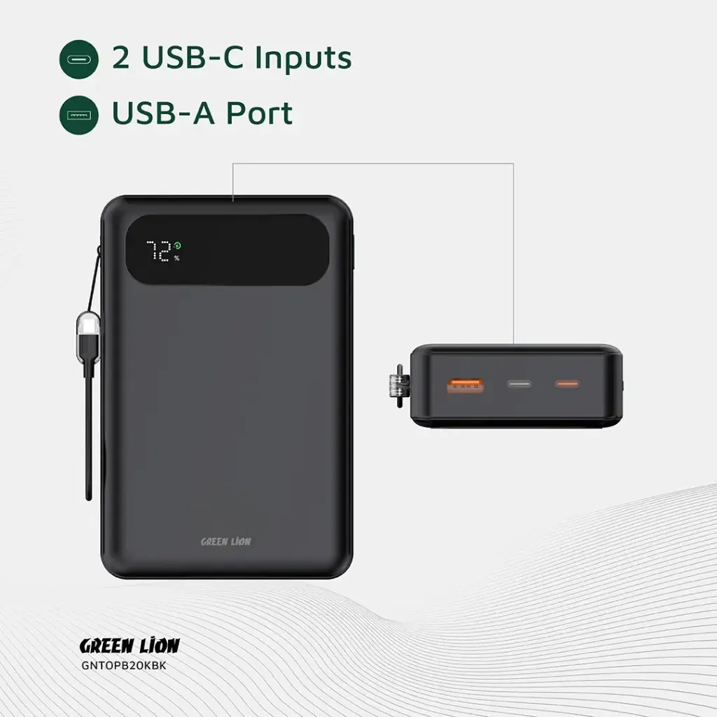 پاوربانک گرین لاین مدل Green Lion Toledo 20000mAh 20WGNTOPB20KBK