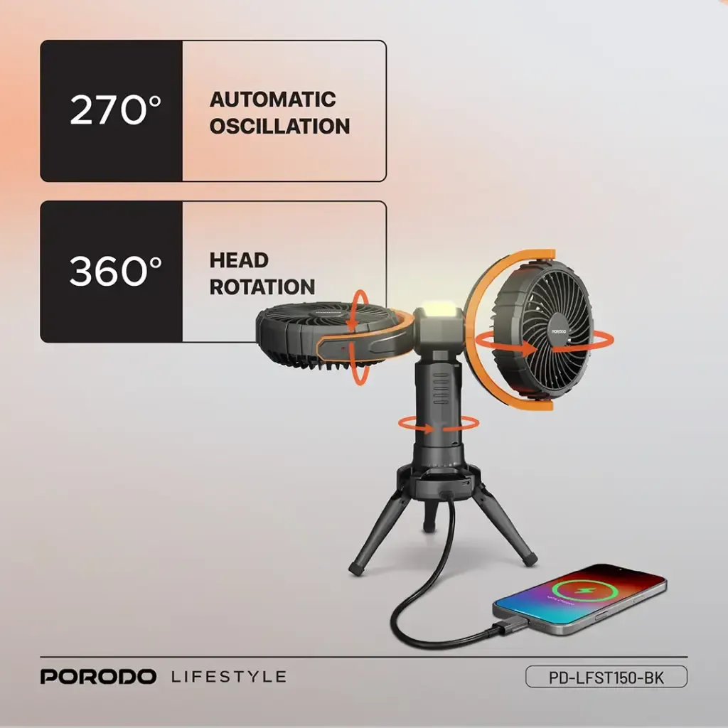 پنکه شارژی پورودو مدل Porodo Dual-Head Oscillating Fan LFST150
